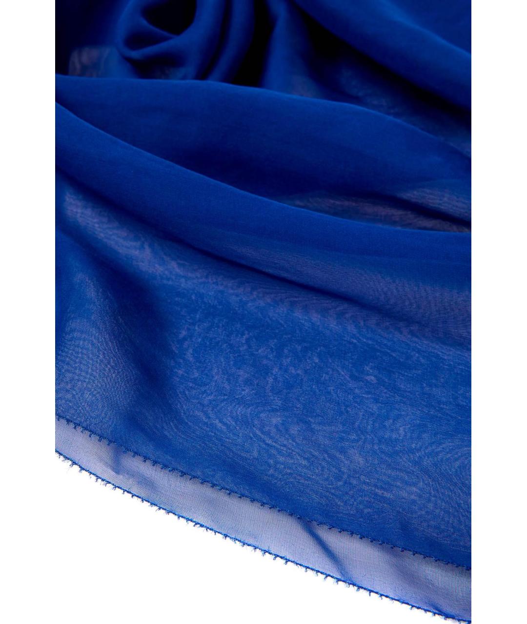 MAX MARA Синий шелковый шарф, фото 3