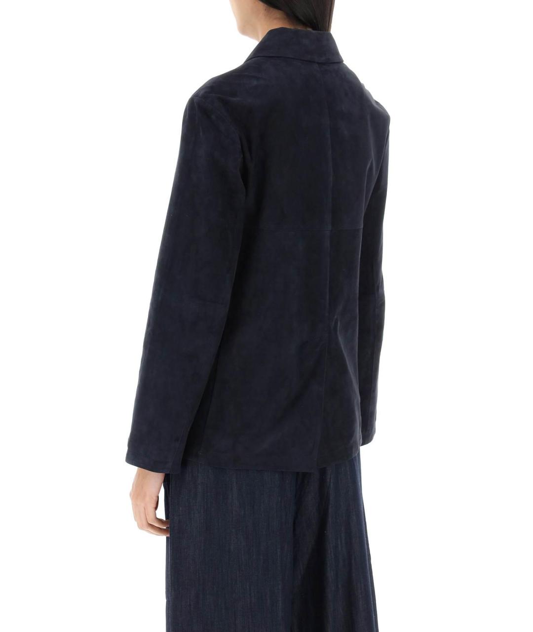 'S MAX MARA Темно-синий кожаный жакет/пиджак, фото 5