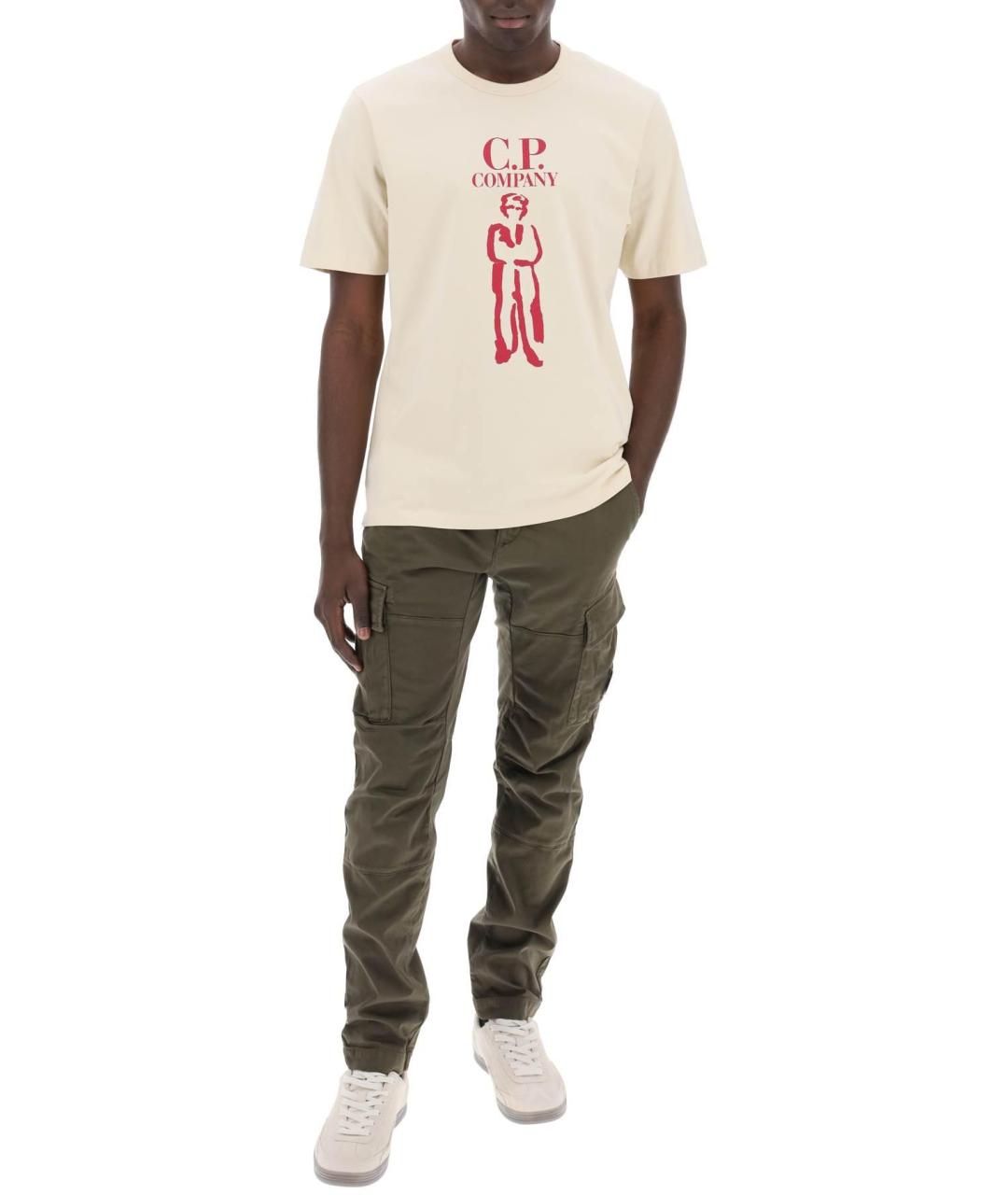 CP COMPANY Бежевая хлопковая футболка, фото 3