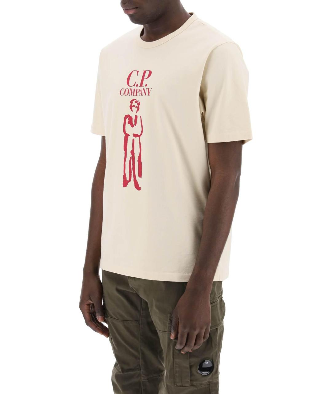 CP COMPANY Бежевая хлопковая футболка, фото 6