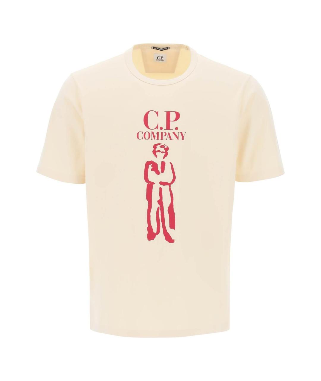 CP COMPANY Бежевая хлопковая футболка, фото 2