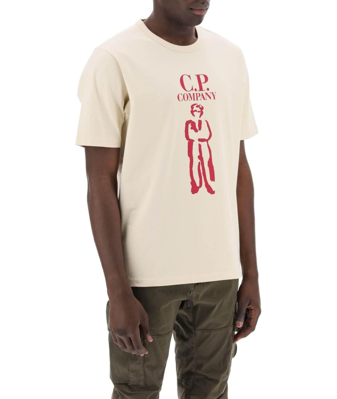 CP COMPANY Бежевая хлопковая футболка, фото 4