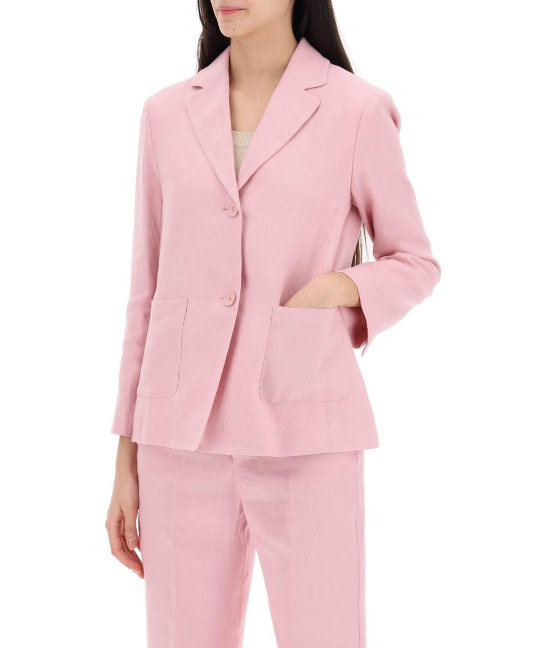 'S MAX MARA Розовый льняной жакет/пиджак, фото 6