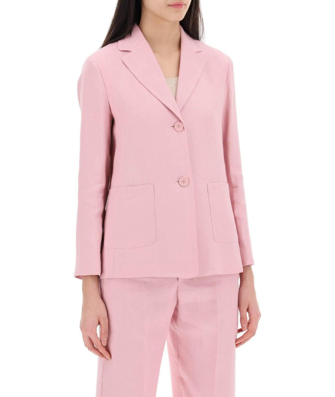 'S MAX MARA Розовый льняной жакет/пиджак, фото 4