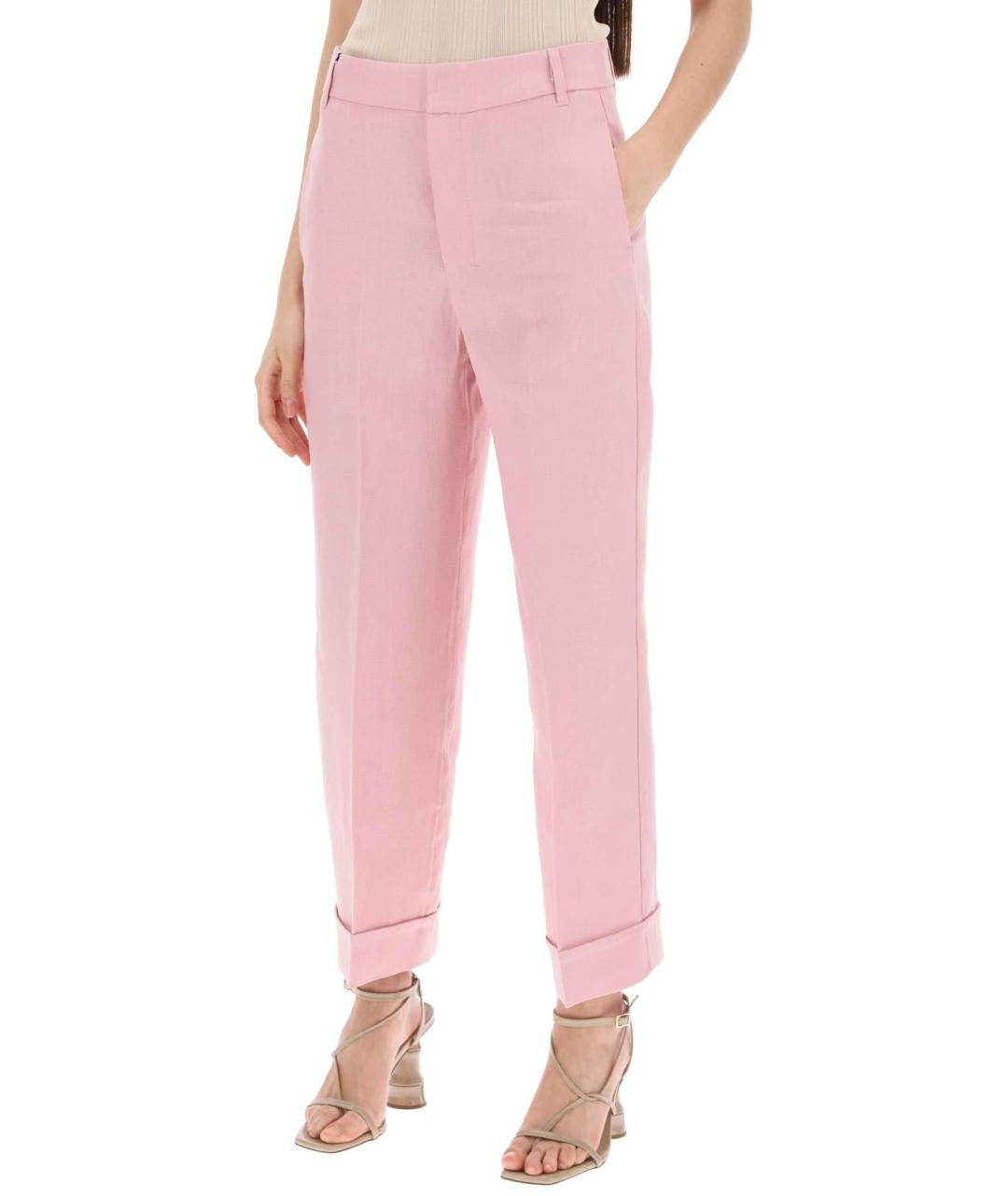 'S MAX MARA Розовые льняные прямые брюки, фото 6