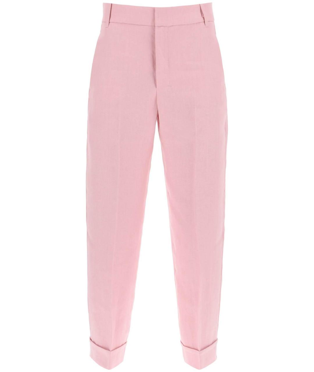 'S MAX MARA Розовые льняные прямые брюки, фото 1