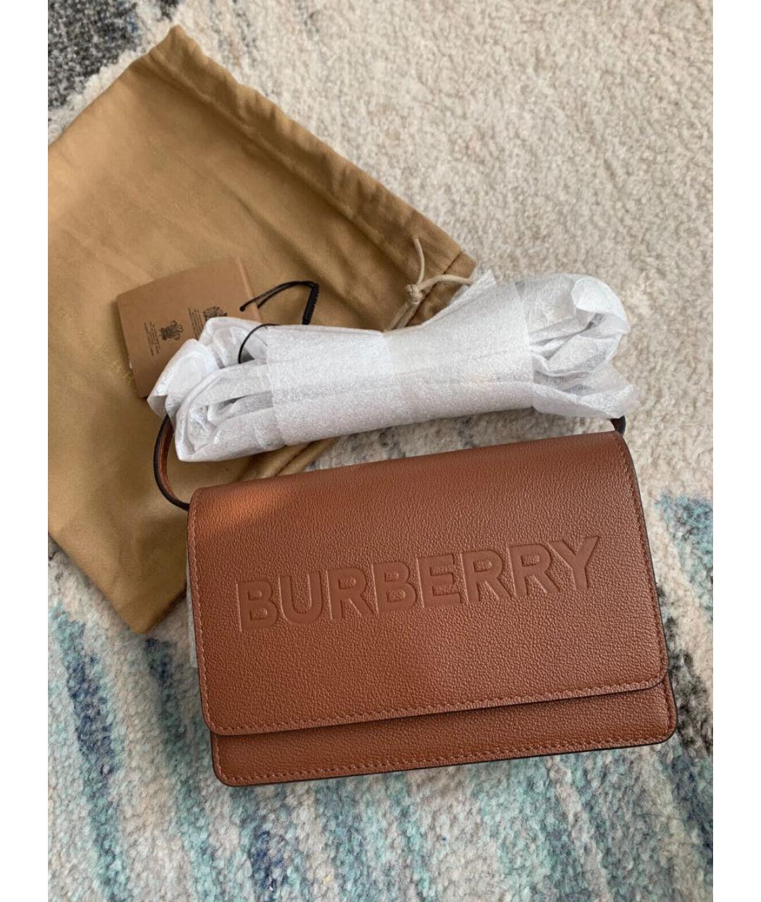 BURBERRY Коричневая кожаная сумка на плечо, фото 2
