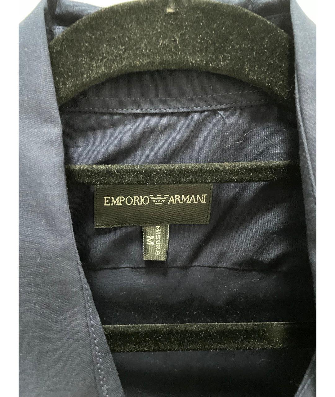 EMPORIO ARMANI Темно-синяя хлопковая кэжуал рубашка, фото 3