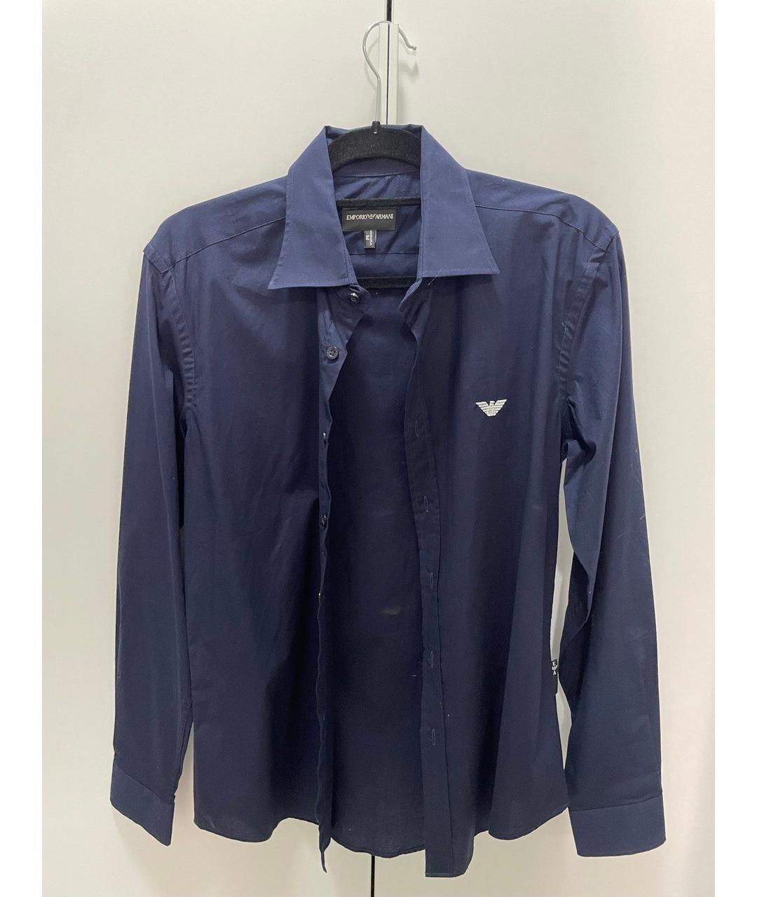 EMPORIO ARMANI Темно-синяя хлопковая кэжуал рубашка, фото 8