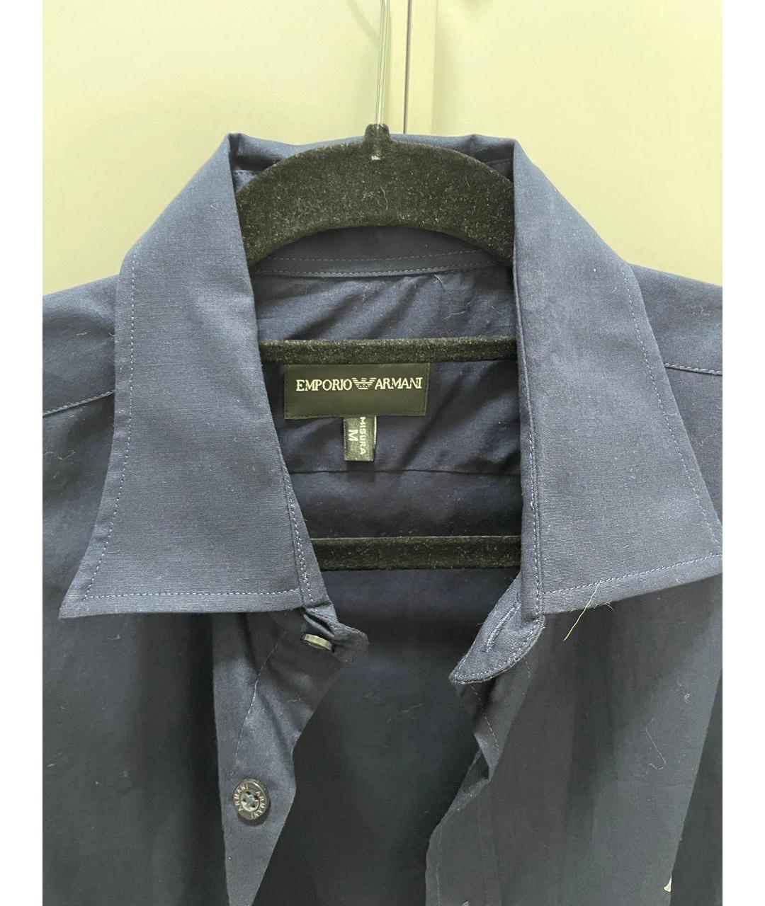 EMPORIO ARMANI Темно-синяя хлопковая кэжуал рубашка, фото 2