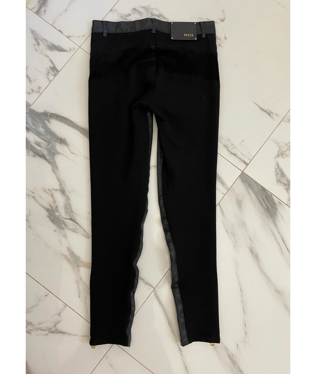 EMILIO PUCCI Черные кожаные брюки узкие, фото 2