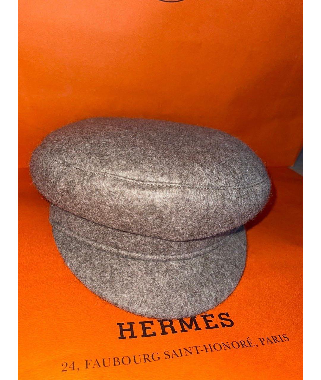 HERMES Серая шерстяная кепка, фото 2