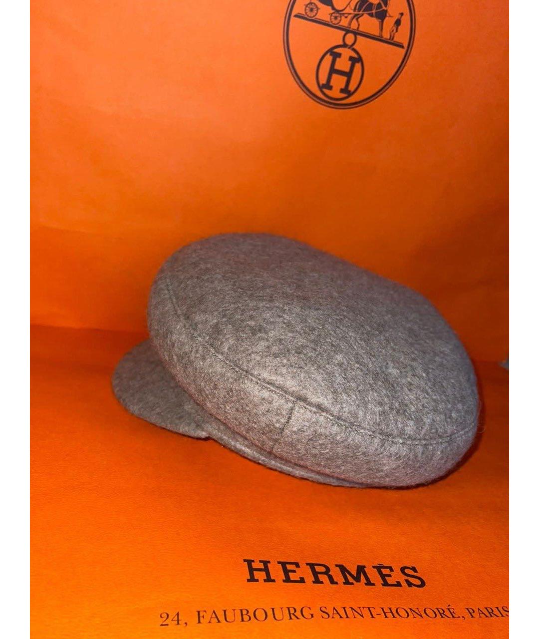 HERMES Серая шерстяная кепка, фото 3