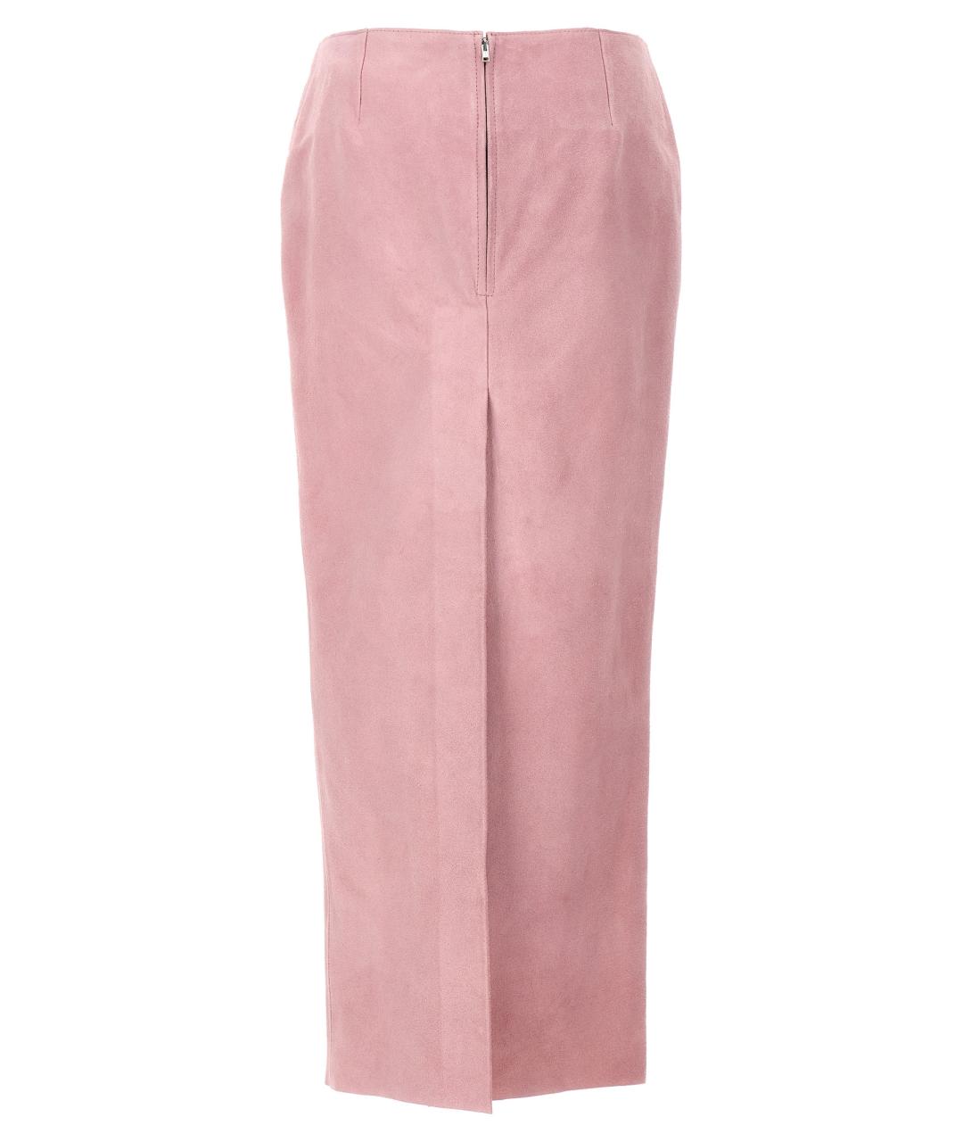 MARNI Розовая кожаная юбка миди, фото 2