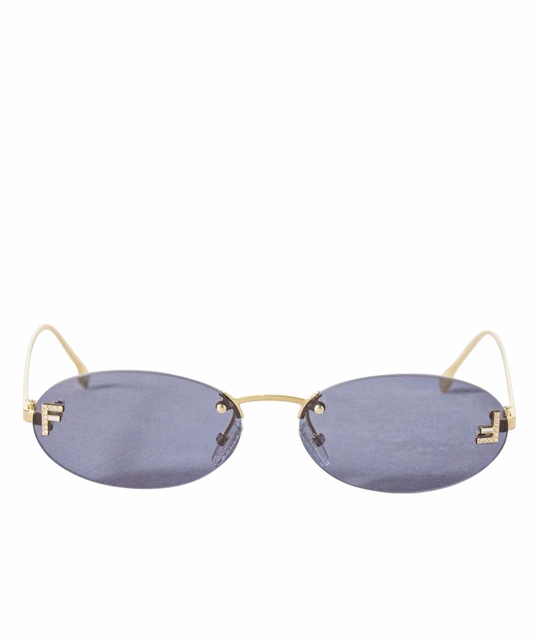 FENDI Золотые металлические солнцезащитные очки, фото 6