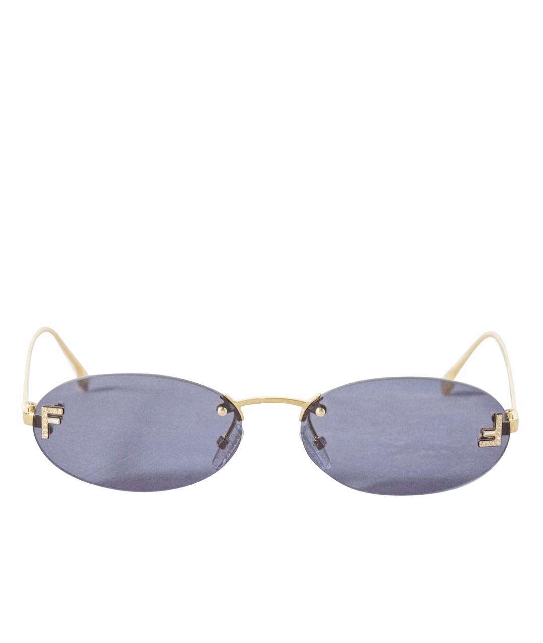 FENDI Золотые металлические солнцезащитные очки, фото 1