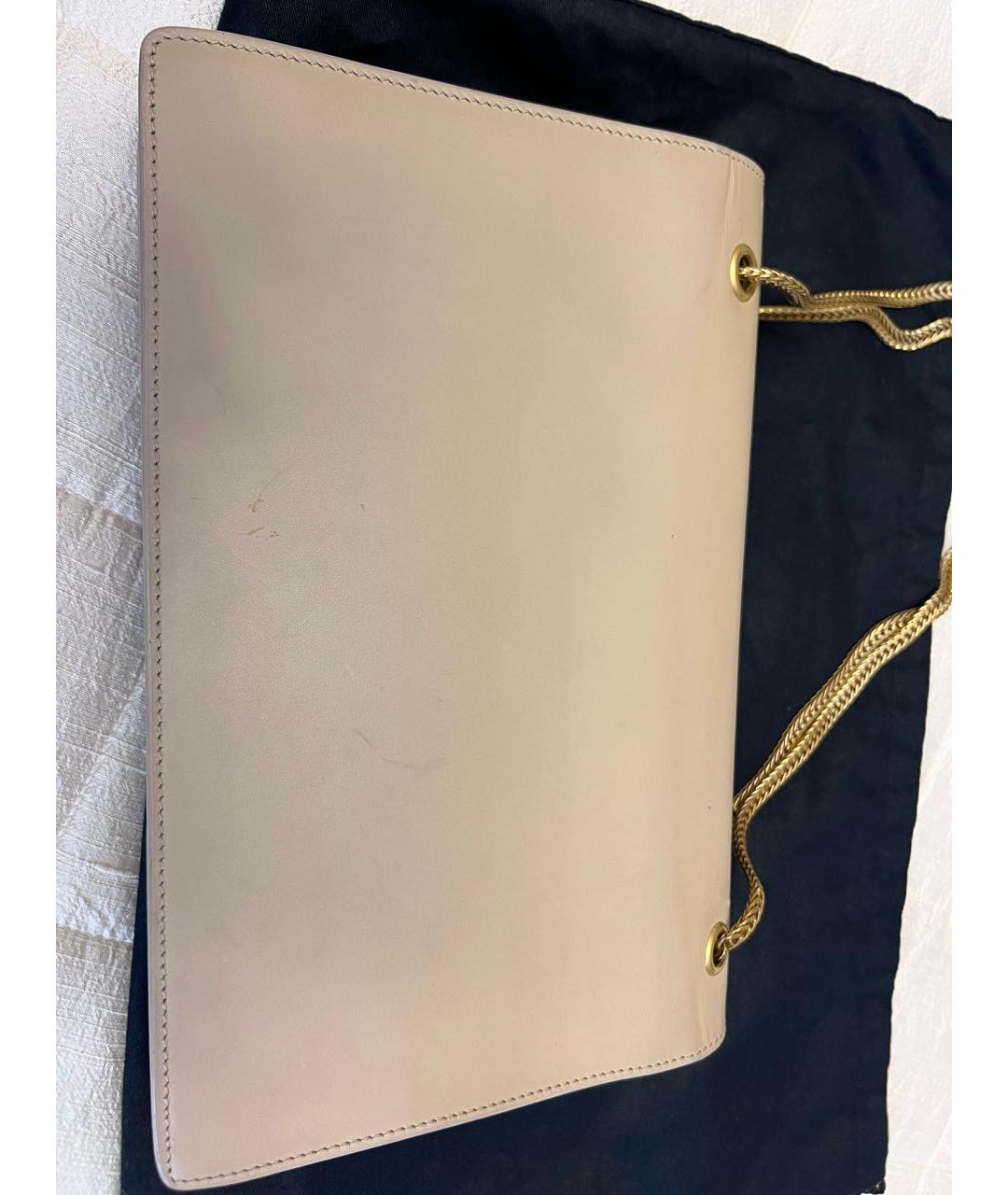 SAINT LAURENT Бежевая кожаная сумка через плечо, фото 3