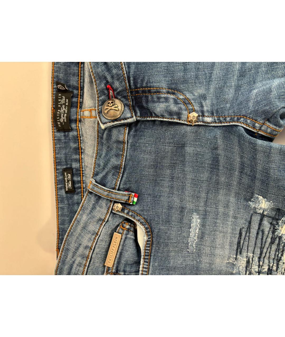 PHILIPP PLEIN Синие джинсы слим, фото 5