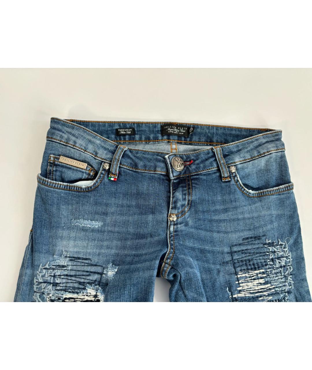 PHILIPP PLEIN Синие джинсы слим, фото 3