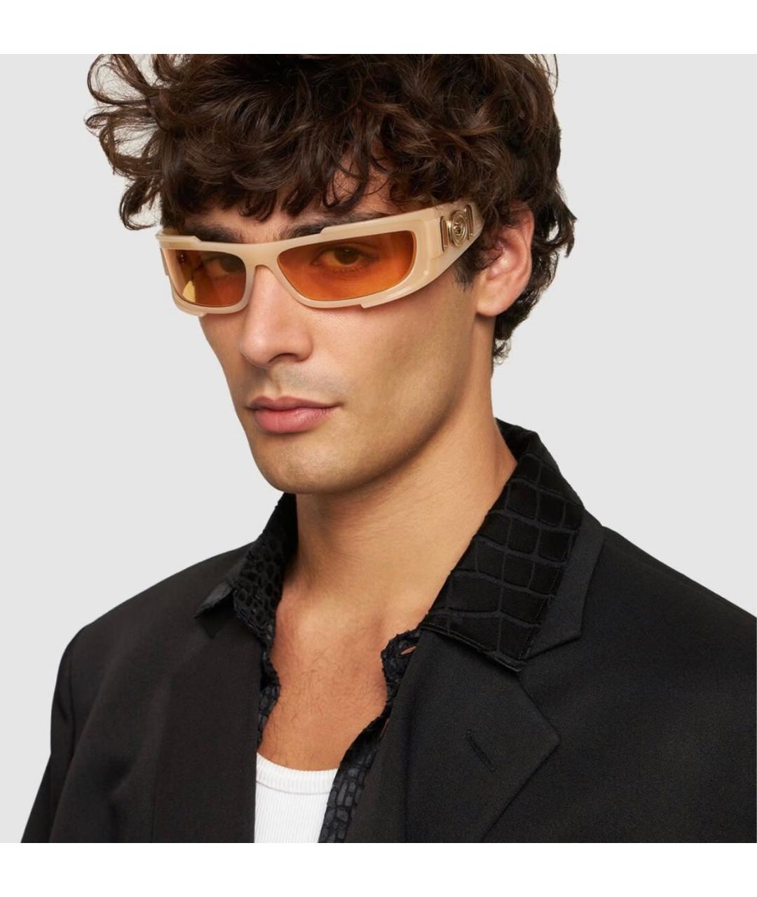 VERSACE Бежевые пластиковые солнцезащитные очки, фото 8