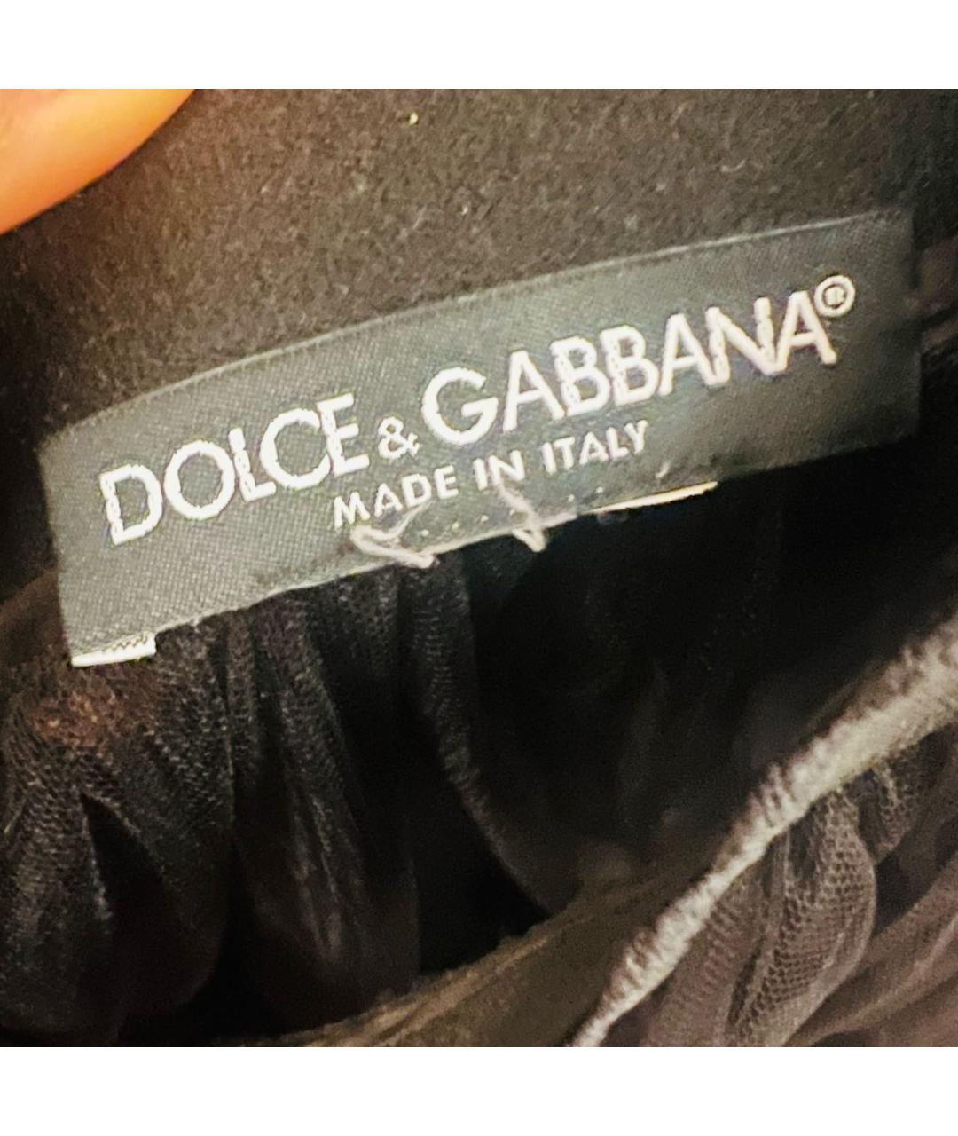 DOLCE&GABBANA Черная кружевная юбка макси, фото 5