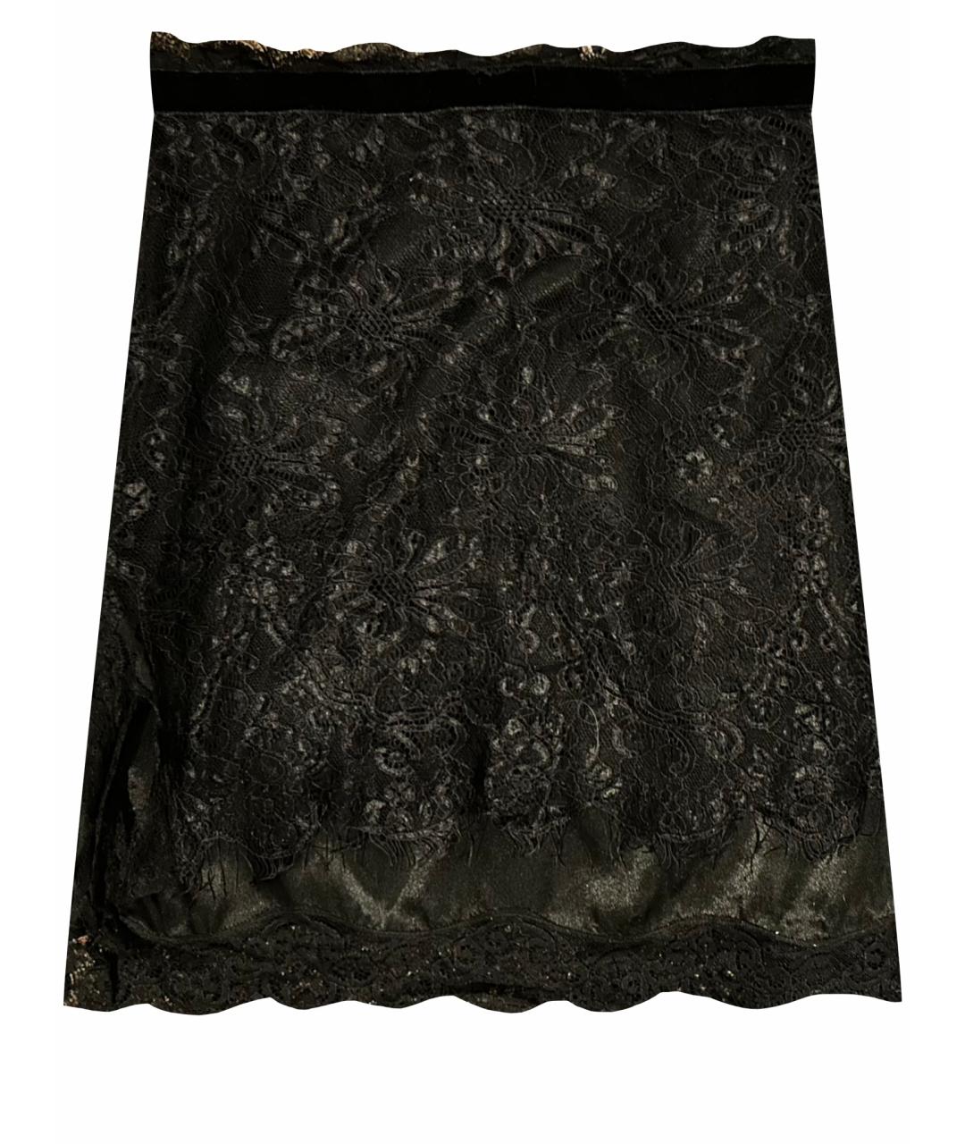 DOLCE&GABBANA Черная шелковая юбка миди, фото 1