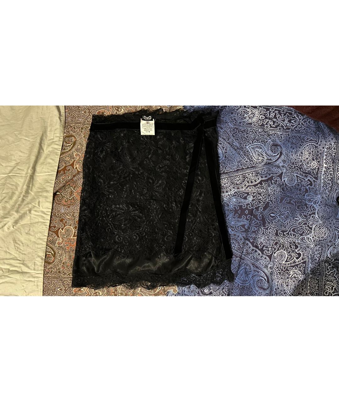 DOLCE&GABBANA Черная шелковая юбка миди, фото 2