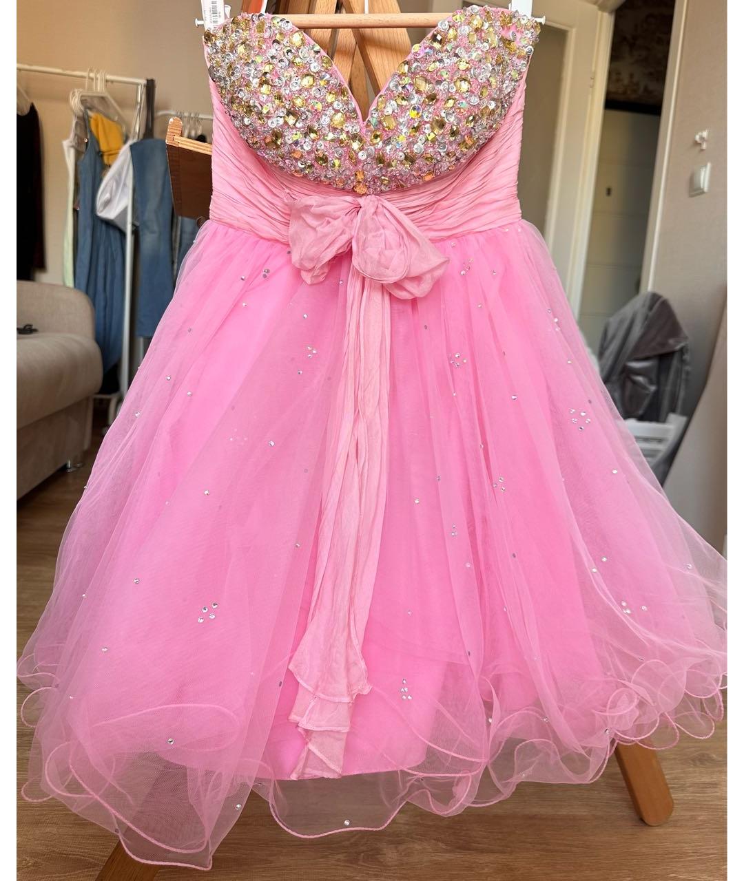 SHERRI HILL Розовое шелковое вечернее платье, фото 4