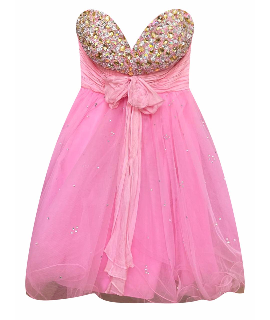 SHERRI HILL Розовое шелковое вечернее платье, фото 1