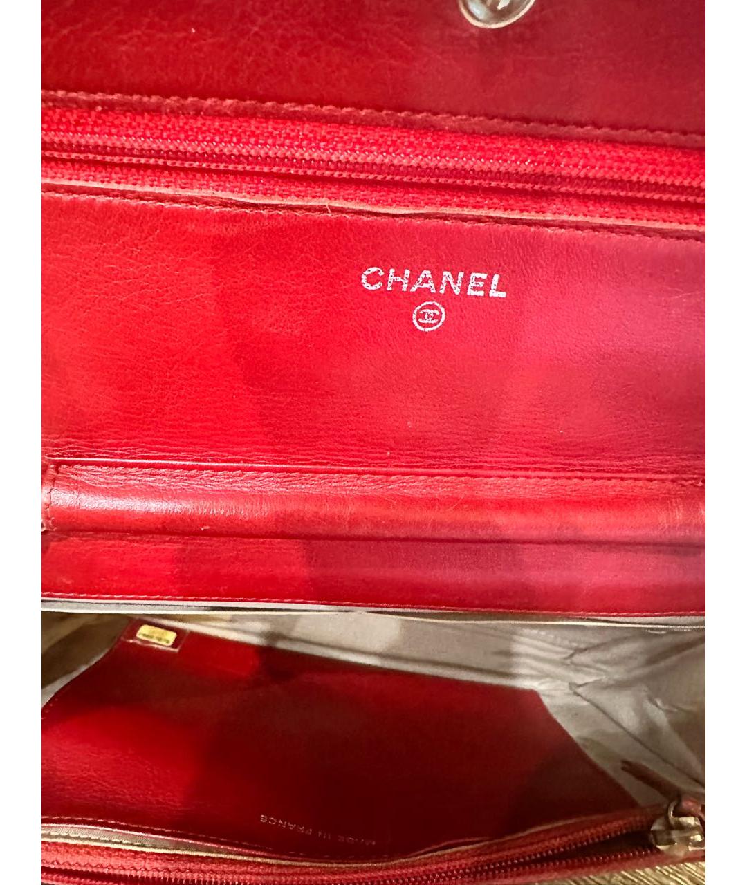 CHANEL PRE-OWNED Красная кожаная сумка через плечо, фото 4