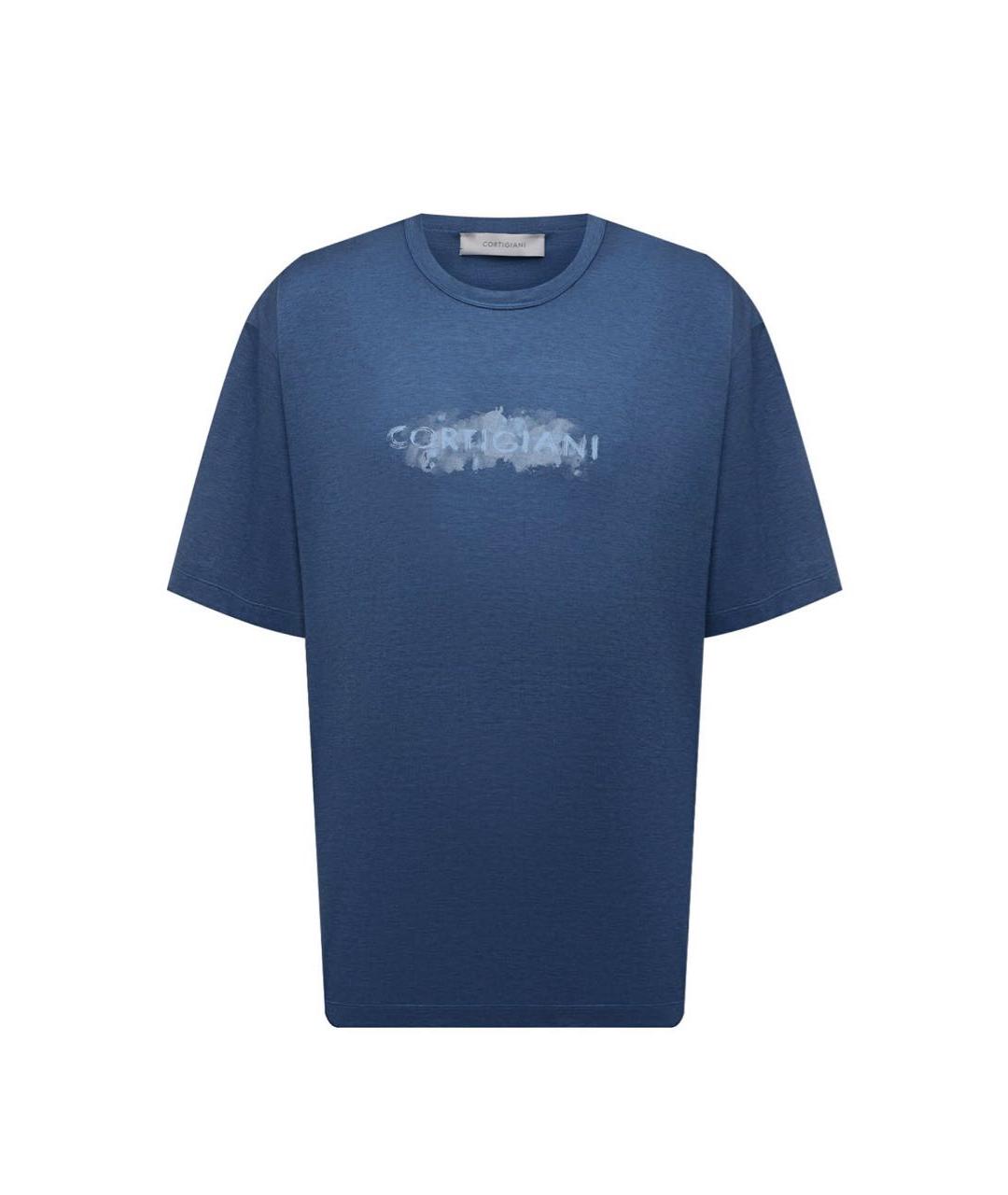 CORTIGIANI Темно-синяя хлопковая футболка, фото 1