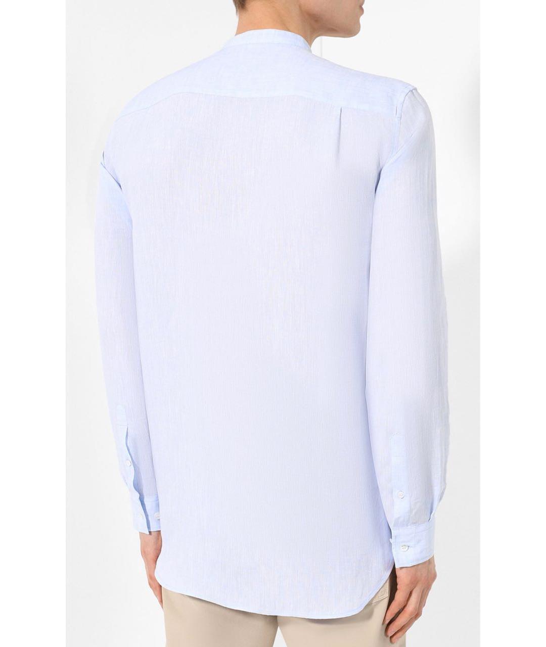 GIORGIO ARMANI Голубая льняная кэжуал рубашка, фото 5