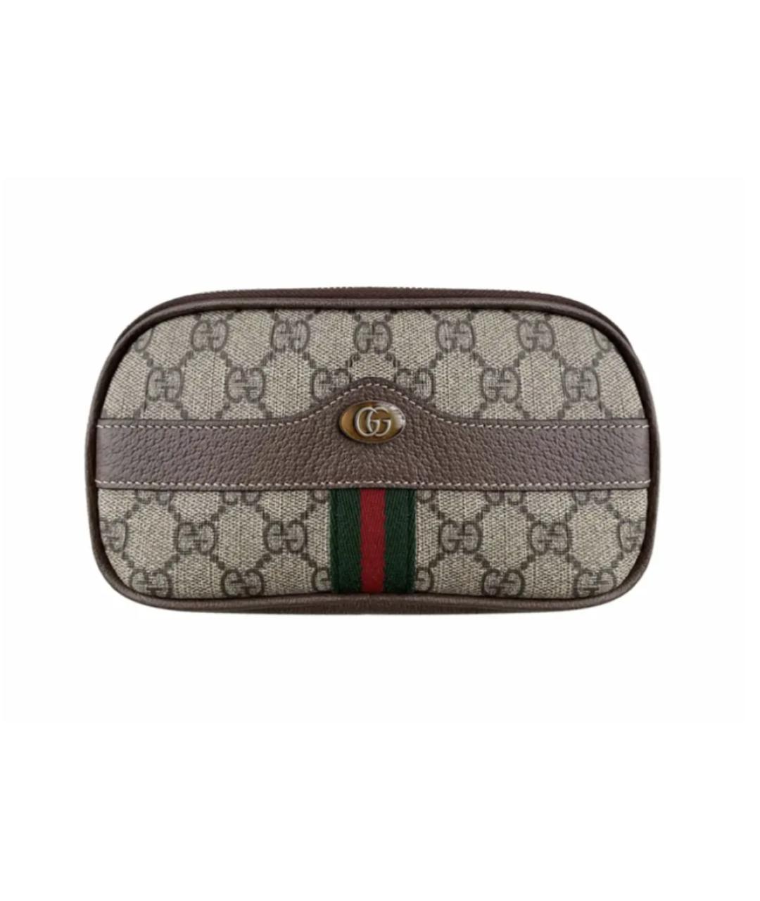 GUCCI Коричневая кожаная поясная сумка, фото 1