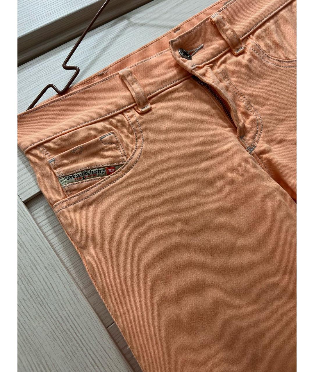 DIESEL Оранжевое хлопко-эластановые прямые джинсы, фото 4