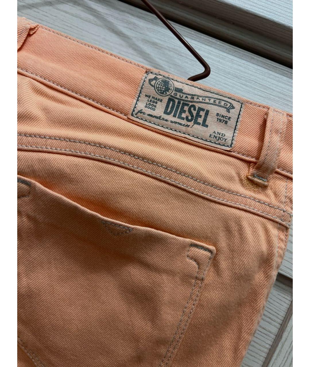 DIESEL Оранжевое хлопко-эластановые прямые джинсы, фото 5
