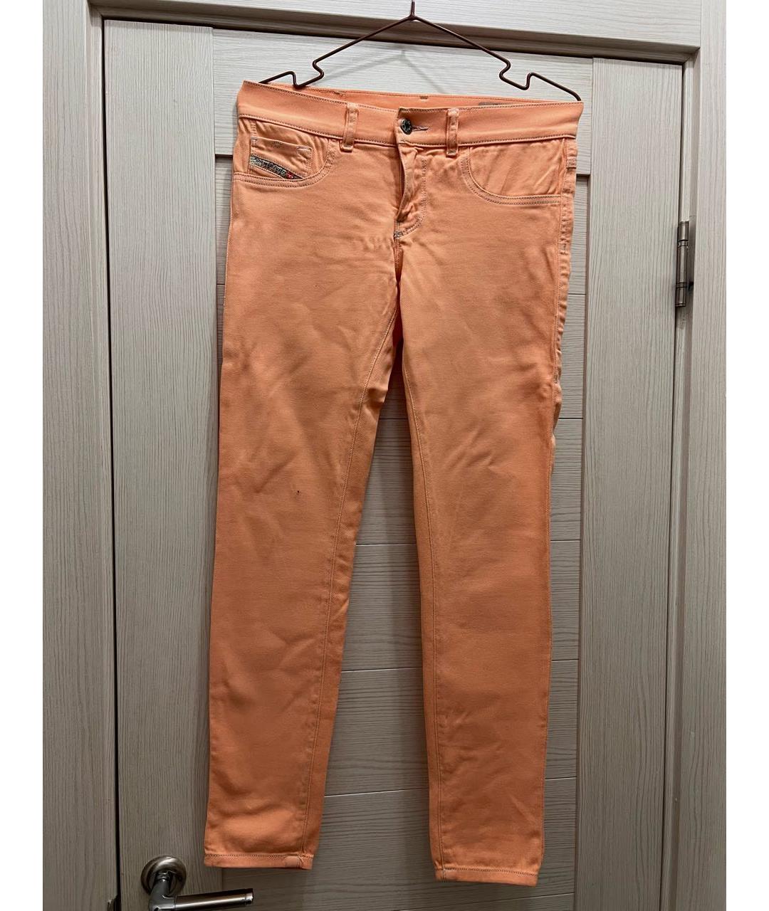 DIESEL Оранжевое хлопко-эластановые прямые джинсы, фото 8