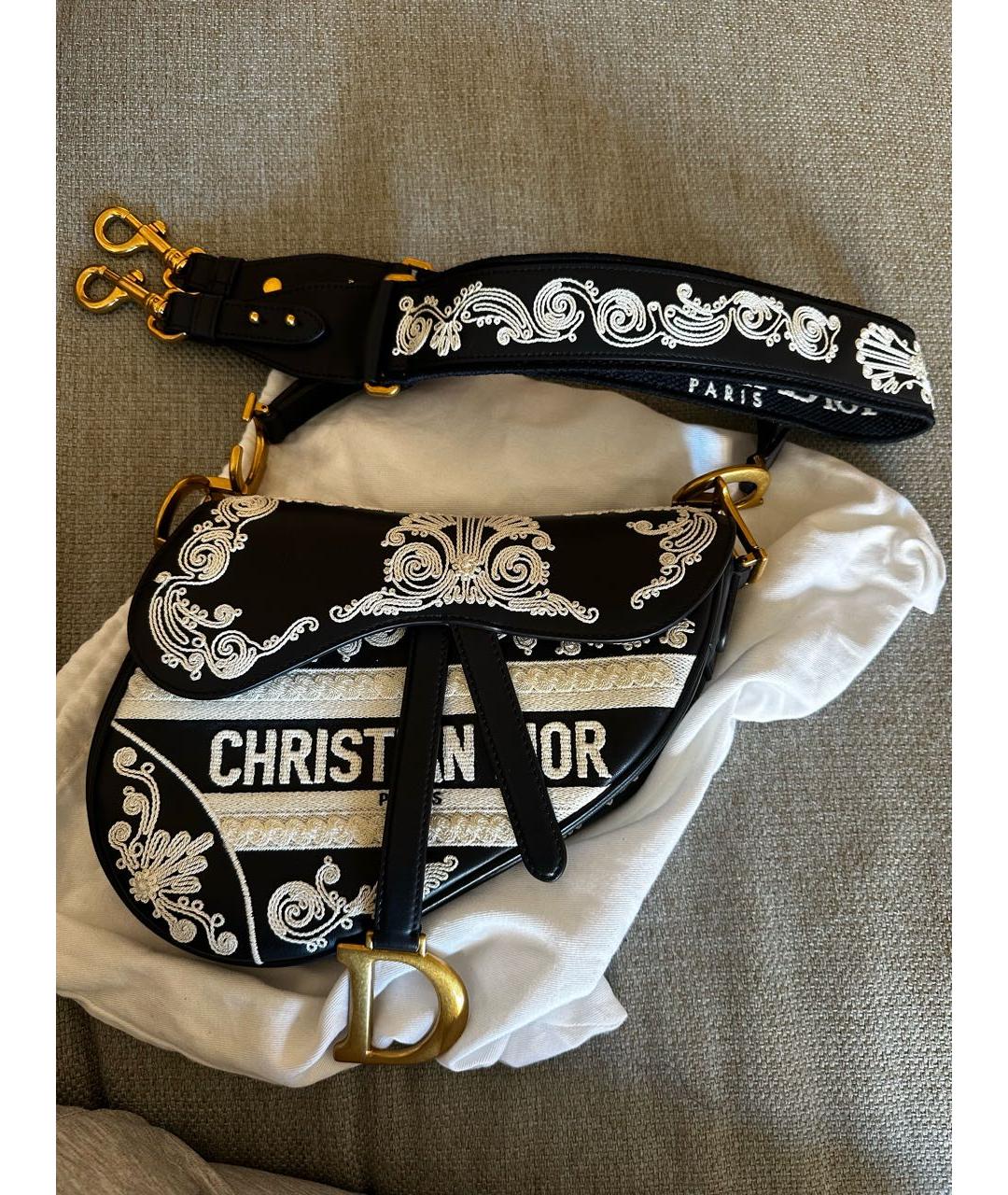CHRISTIAN DIOR PRE-OWNED Темно-синяя кожаная сумка через плечо, фото 4