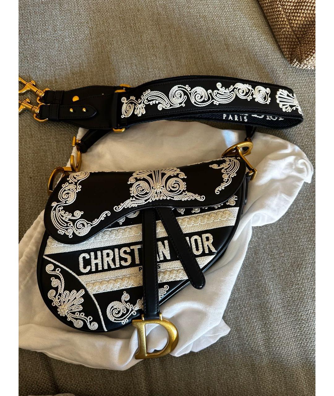 CHRISTIAN DIOR PRE-OWNED Темно-синяя кожаная сумка через плечо, фото 5