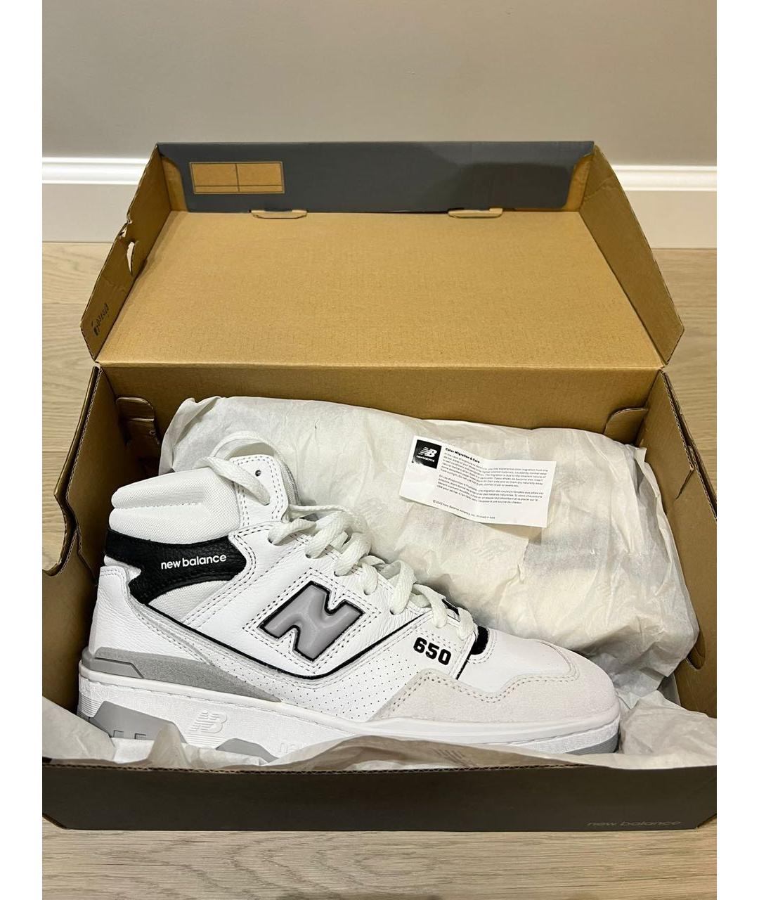 NEW BALANCE Белые кожаные высокие кроссовки / кеды, фото 7