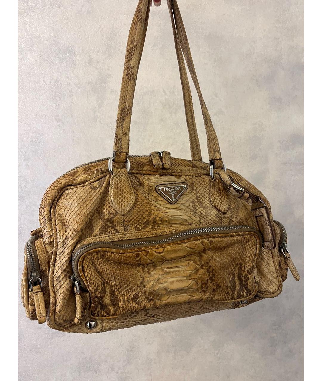 PRADA Бежевая сумка через плечо из экзотической кожи, фото 8