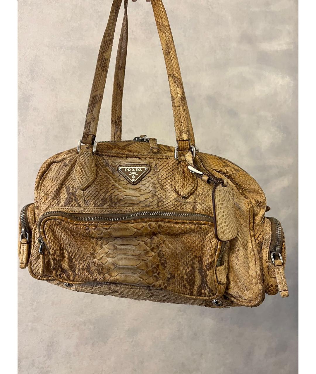 PRADA Бежевая сумка через плечо из экзотической кожи, фото 9