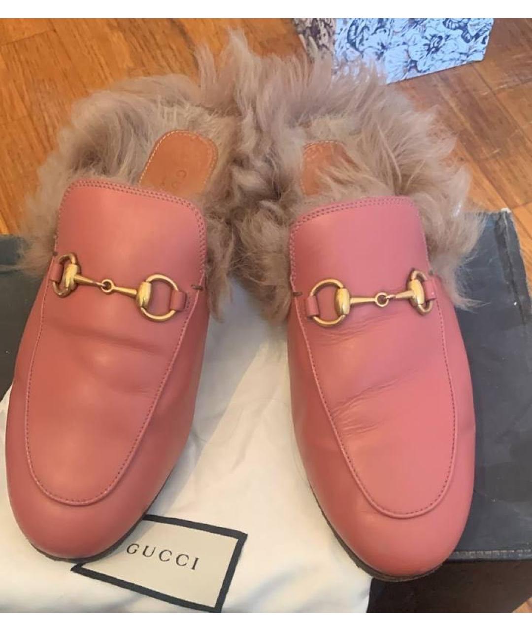 GUCCI Розовые кожаные мюли, фото 3