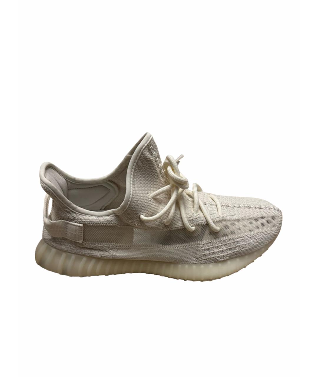 ADIDAS YEEZY Белые текстильные низкие кроссовки / кеды, фото 1