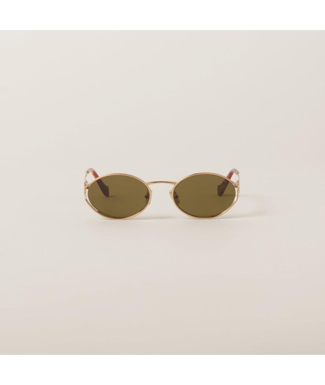 MIU MIU Золотые металлические солнцезащитные очки, фото 5
