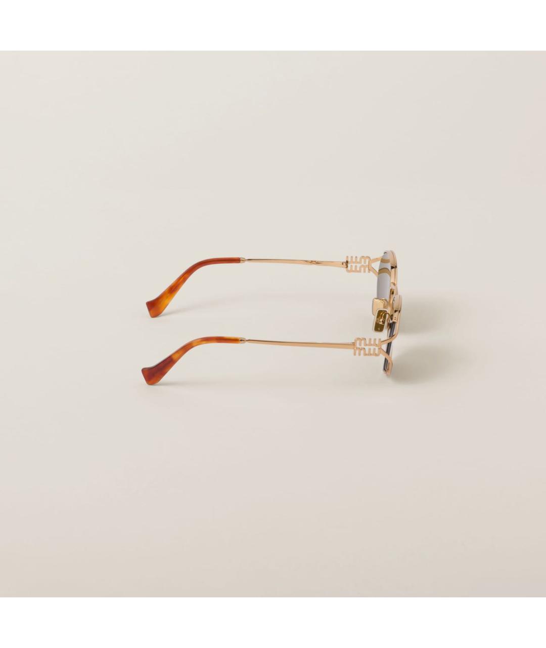 MIU MIU Золотые металлические солнцезащитные очки, фото 4