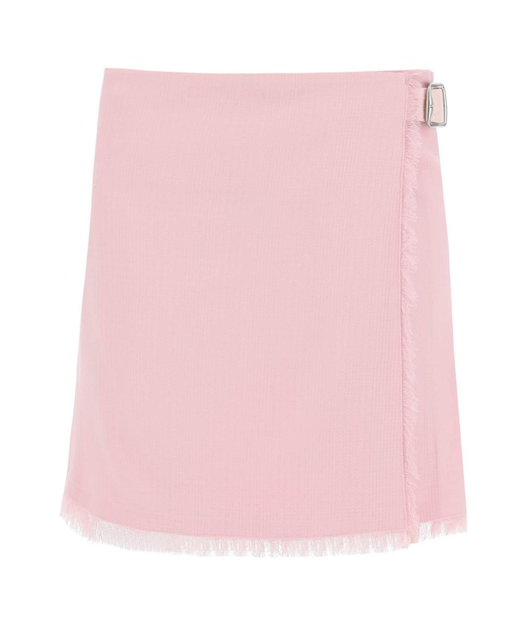 BURBERRY Розовая шерстяная юбка мини, фото 2