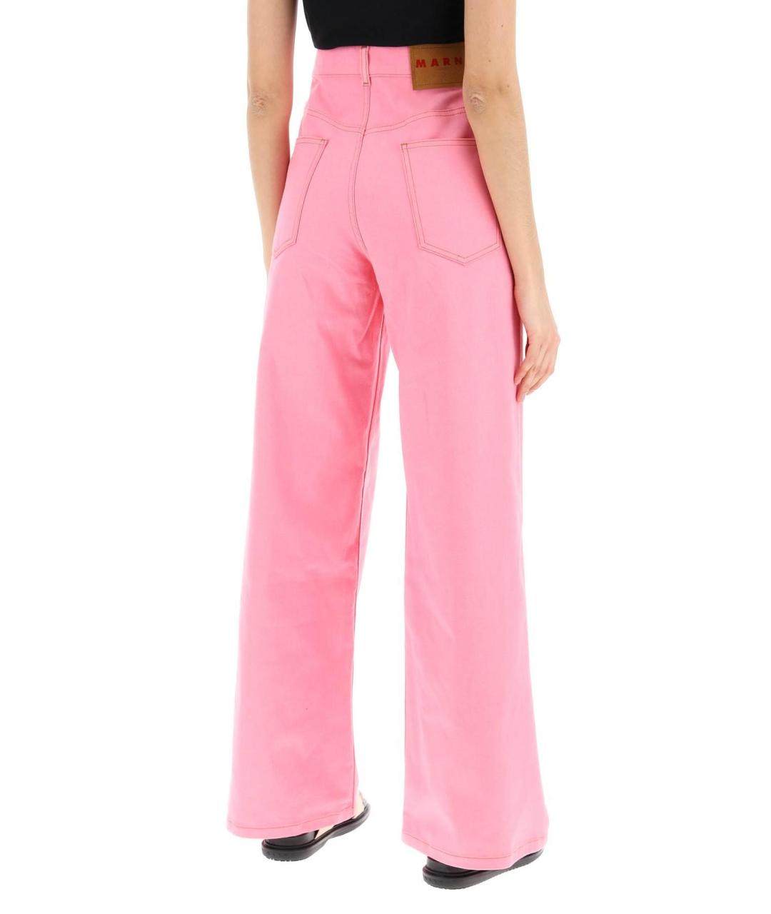 MARNI Розовые хлопковые прямые джинсы, фото 5