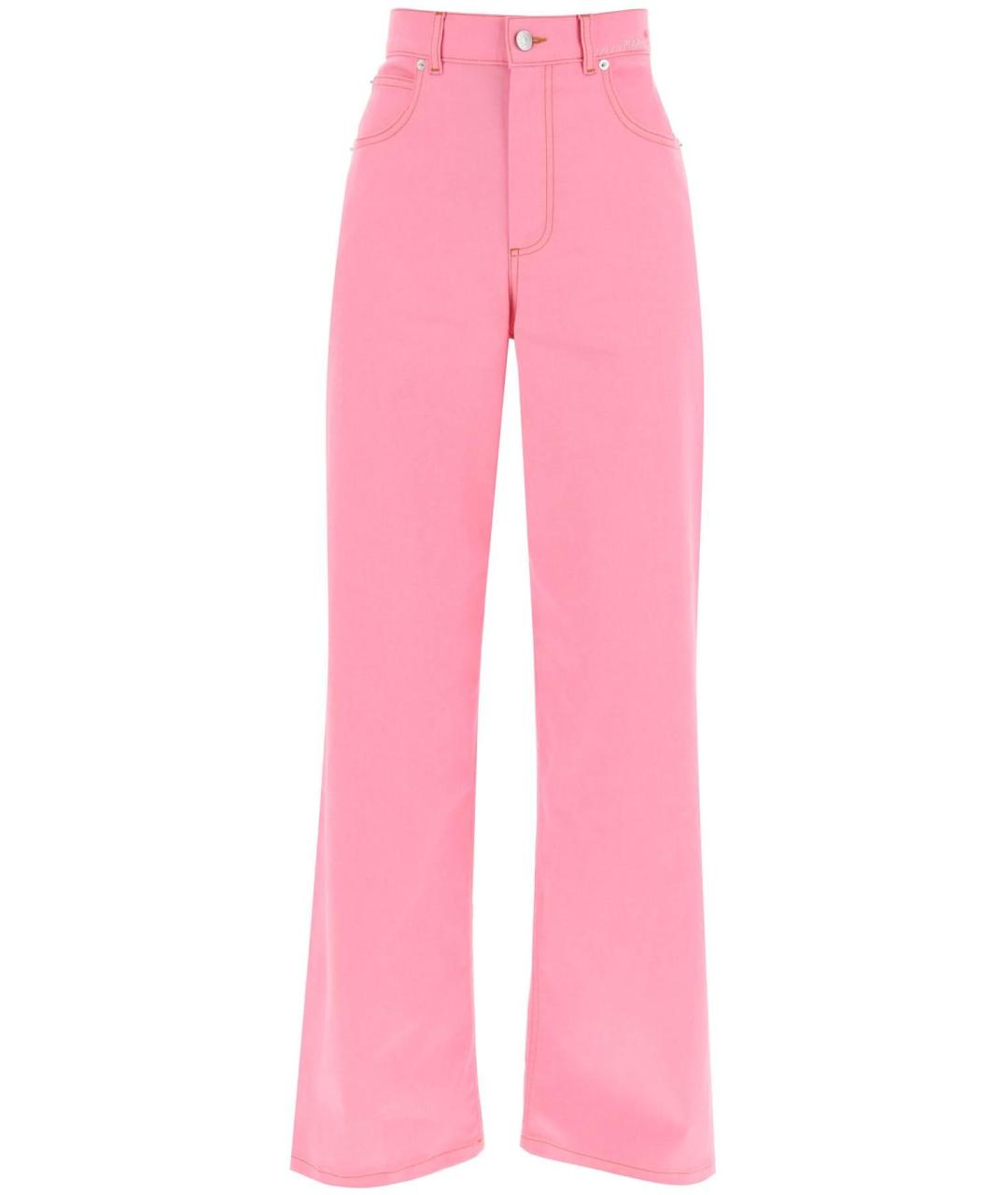 MARNI Розовые хлопковые прямые джинсы, фото 2