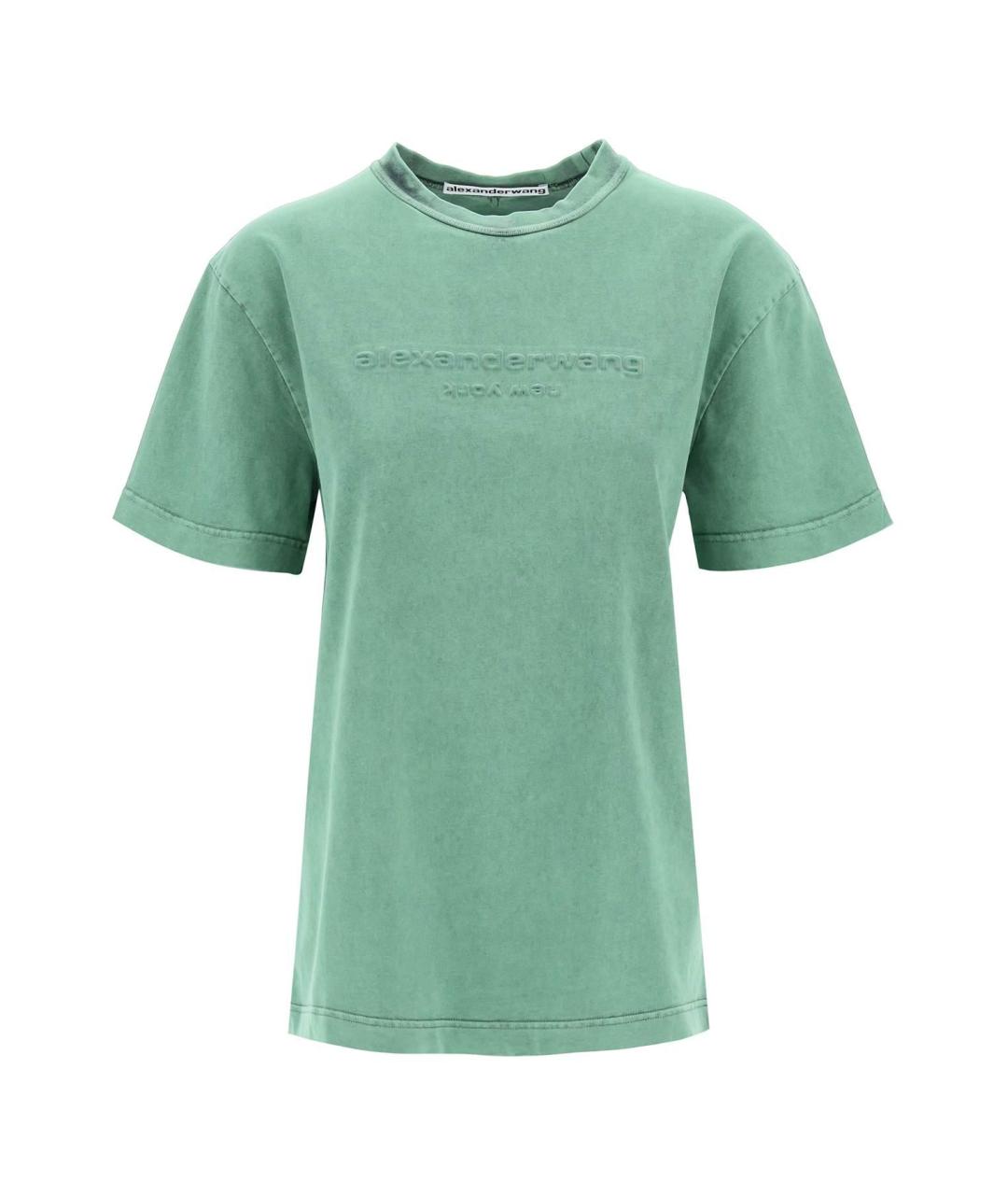 ALEXANDER WANG Зеленая хлопковая футболка, фото 2