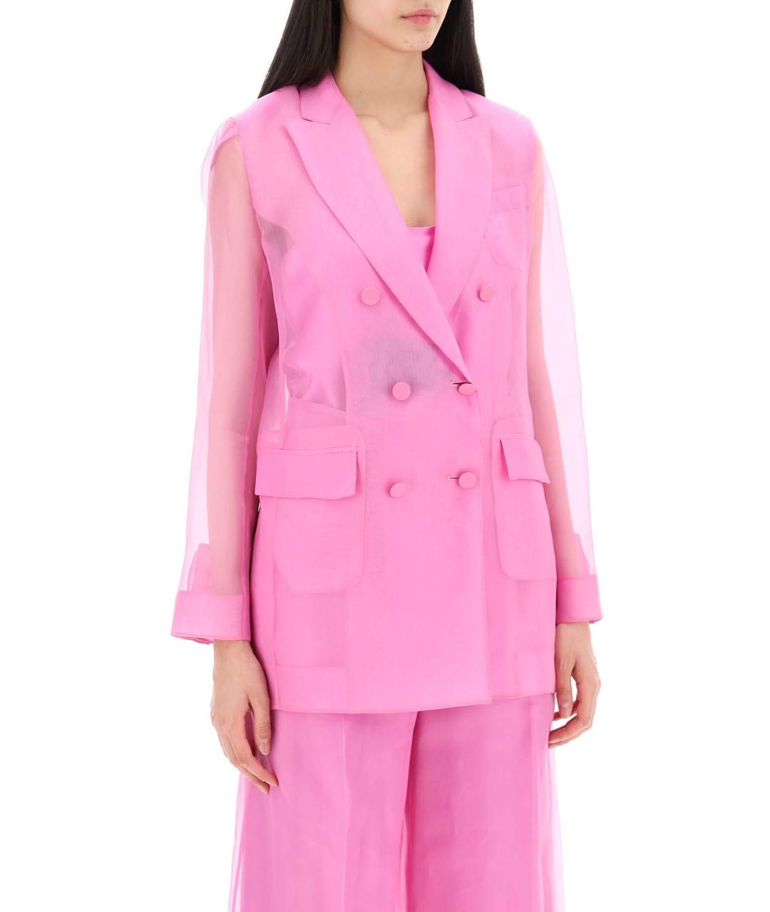 MAX MARA Розовый шелковый жакет/пиджак, фото 4